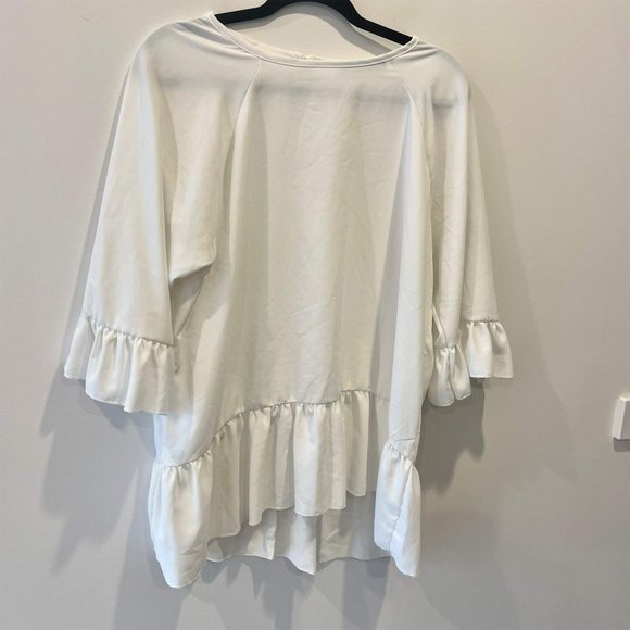 Boohoo White Frilled Top, Size 16 - Picture 3 of 3